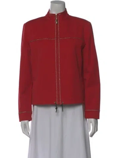 Pre-owned St John Mock Neck Sweater In Red