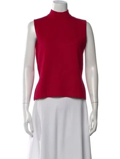 Pre-owned St John Mock Neck Sweater In Red