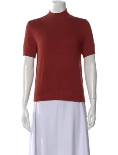 Pre-owned St John Mock Neck Sweater In Red
