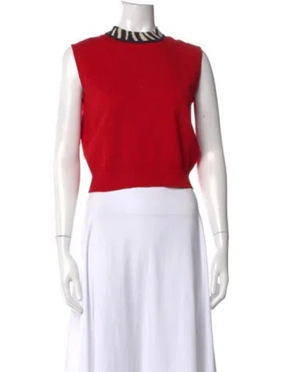 Pre-owned St John Mock Neck Sweater In Red