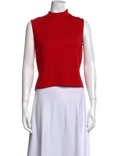 Pre-owned St John Mock Neck Sweater In Red