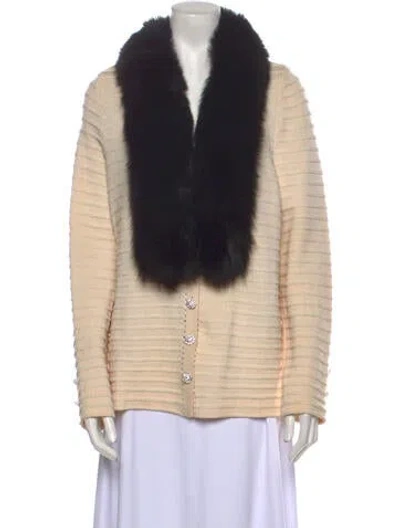 Pre-owned St John Mock Neck Sweater In White