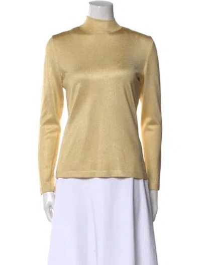 Pre-owned St John Mock Neck Sweater In Yellow