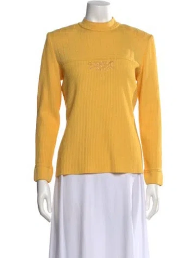 Pre-owned St John Mock Neck Sweater In Yellow