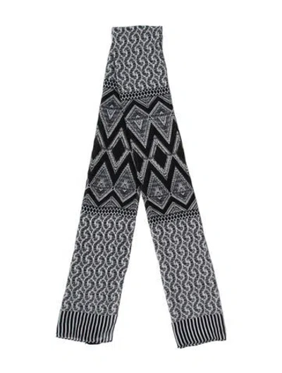Pre-owned St John Mohair Printed Scarf In Blue