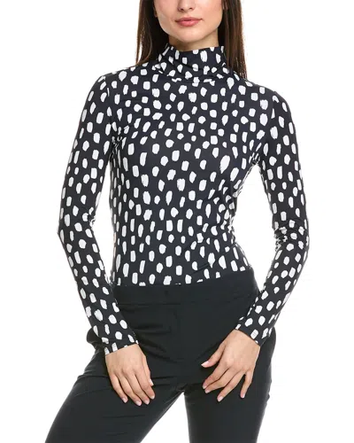 St John St. John Mono Dash Print Knit Top In Blue