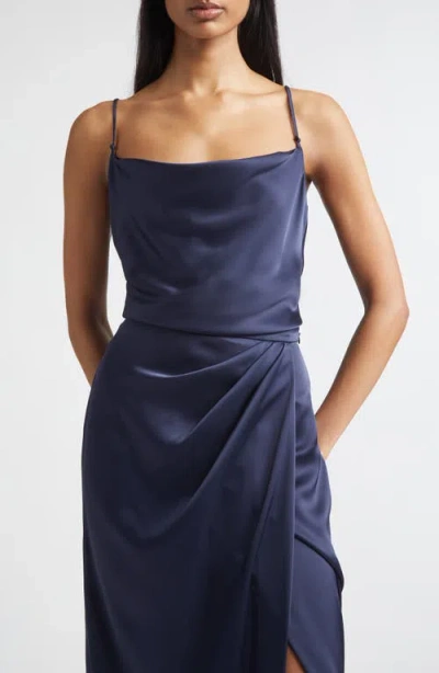St John St. John Monroe Liquid Satin Camisole Top In Blue