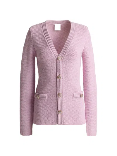 St John Mouliné-knit Jacket In Pink