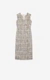 St John St. John Collection Multicolor Eyelash Tweed Midi Dress In Ecrm