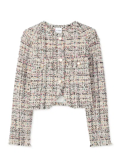 St John Multicolor Eyelash Tweed Jacket In Ecru Multi