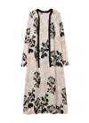 St John Naive Flower-print Jacquard Neck-tie Maxi Dress In Eggshell/blush Multi