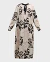 St John Naive Flower-print Jacquard Neck-tie Maxi Dress In Multi