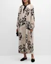 St John Naive Flower-print Jacquard Neck-tie Maxi Dress In Multi