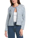 St John St. John Novelty Knit Wool-blend Jacket In Blue