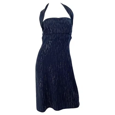 Pre-owned St John Nwt  Evening Size 6 Y2k Black Sequin Knit Vintage 2000s Halter Dress
