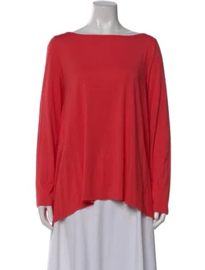 Pre-owned St John Nylon Bateau Neckline Top In Red