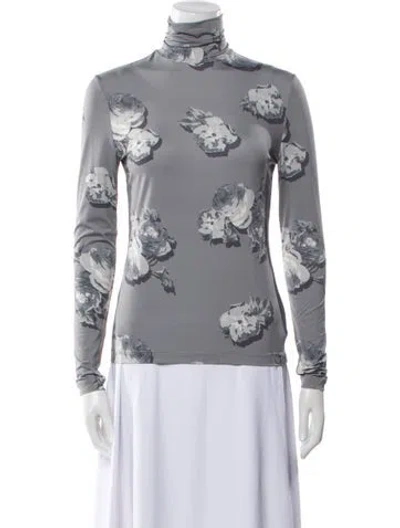 Pre-owned St John Nylon Floral Print Sweatshirt In Gray
