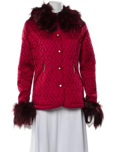 Pre-owned St John Nylon Fur Jacket In Red