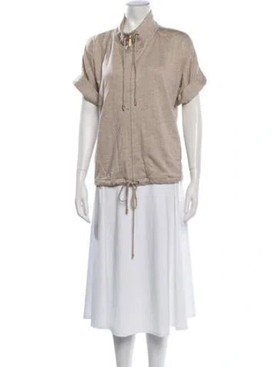 Pre-owned St John Nylon Mock Neck Sweater In Neutrals