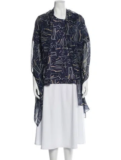 Pre-owned St John Nylon Patterned Blouse In Blue