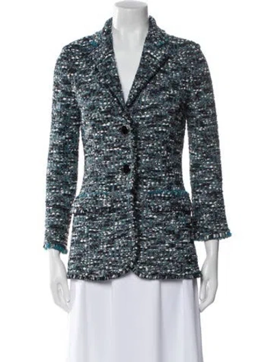 Pre-owned St John Nylon Printed Blazer In Blue