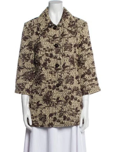 Pre-owned St John Nylon Printed Jacket In Brown
