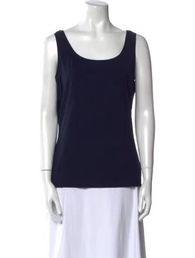 Pre-owned St John Nylon Scoop Neck Top In Blue