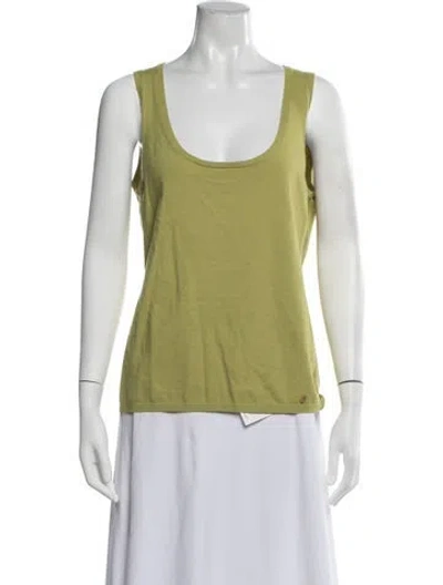 Pre-owned St John Nylon Scoop Neck Top In Yellow