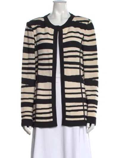 Pre-owned St John Nylon Striped Sweater In Black/white