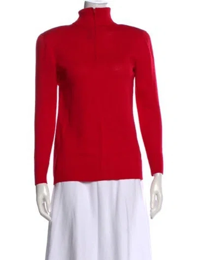 Pre-owned St John Nylon Turtleneck Sweater In Red