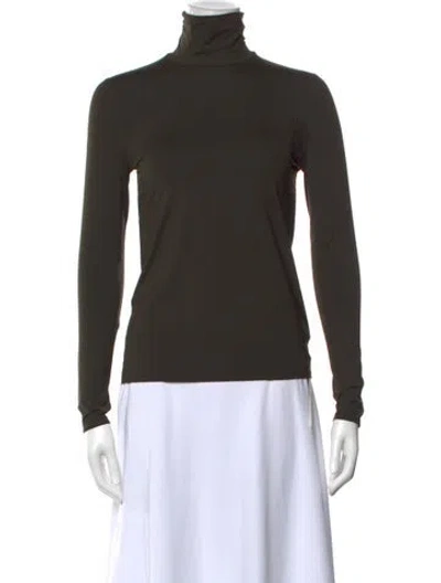Pre-owned St John Nylon Turtleneck Top In Green