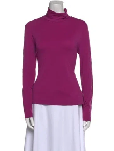 Pre-owned St John Nylon Turtleneck Top In Purple