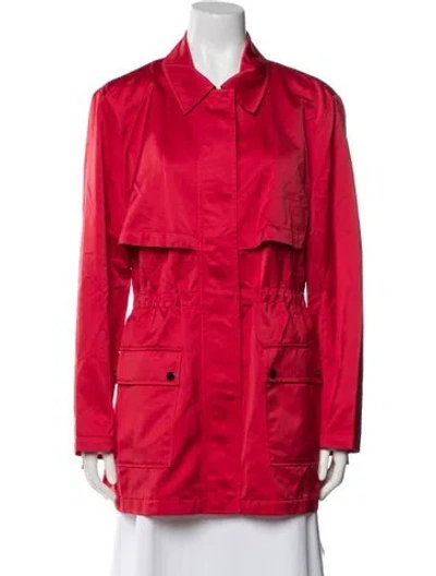 Pre-owned St John Nylon Utility Jacket In Red