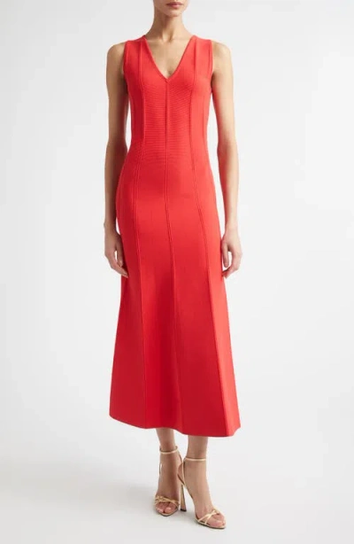 St John St. John Odette Valley Knit Midi Dress In Red