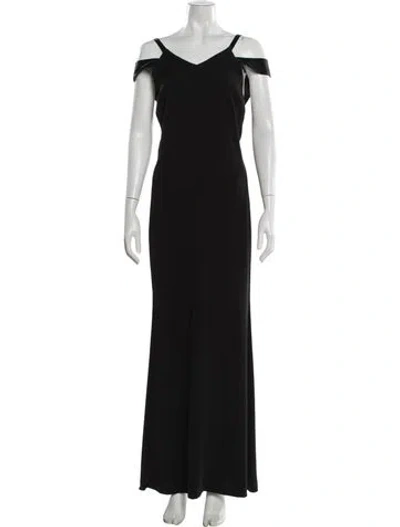 Pre-owned St John Off-the-shoulder Long Dress In Black