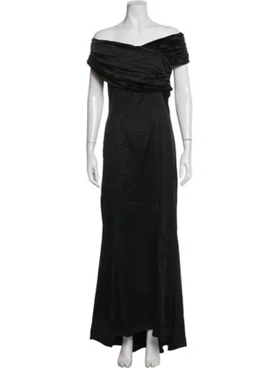 Pre-owned St John Off-the-shoulder Long Dress In Black