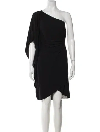 Pre-owned St John One-shoulder Knee-length Dress In Black