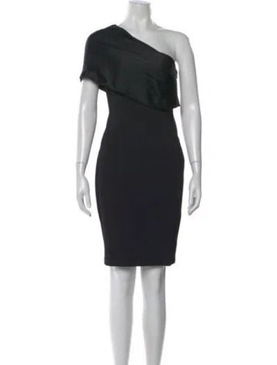 Pre-owned St John One-shoulder Knee-length Dress In Black