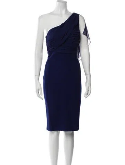 Pre-owned St John One-shoulder Knee-length Dress In Blue
