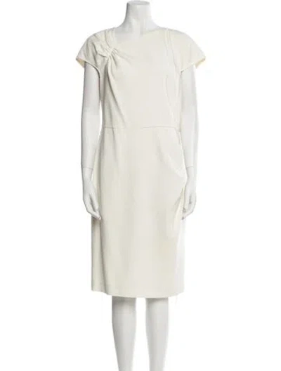 Pre-owned St John One-shoulder Knee-length Dress In Neutral