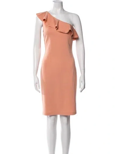 Pre-owned St John One-shoulder Knee-length Dress In Pink