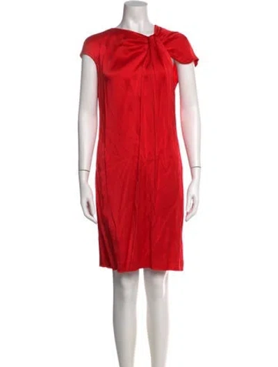 Pre-owned St John One-shoulder Knee-length Dress In Red