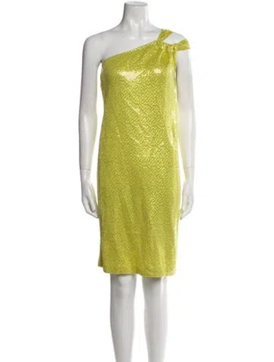 Pre-owned St John One-shoulder Knee-length Dress W/ Tags In Green