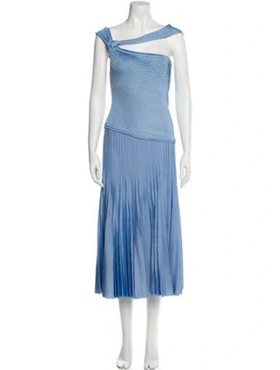 Pre-owned St John One-shoulder Long Dress In Blue