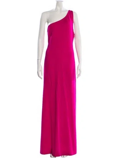 Pre-owned St John One-shoulder Long Dress In Pink