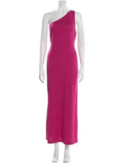 Pre-owned St John One-shoulder Long Dress In Pink