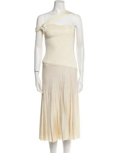 Pre-owned St John One-shoulder Long Dress W/ Tags In Neutral