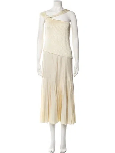 Pre-owned St John One-shoulder Long Dress W/ Tags In Neutral