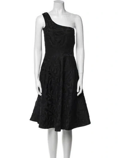 Pre-owned St John One-shoulder Midi Length Dress In Black