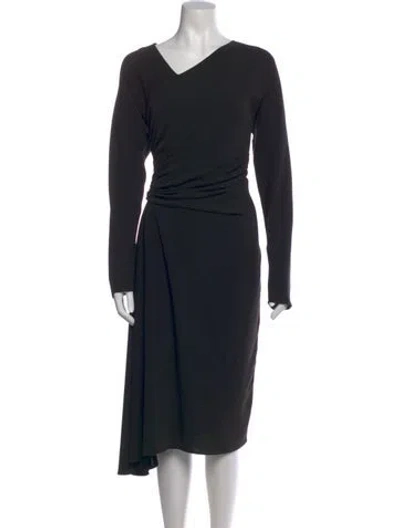 Pre-owned St John One-shoulder Midi Length Dress In Black